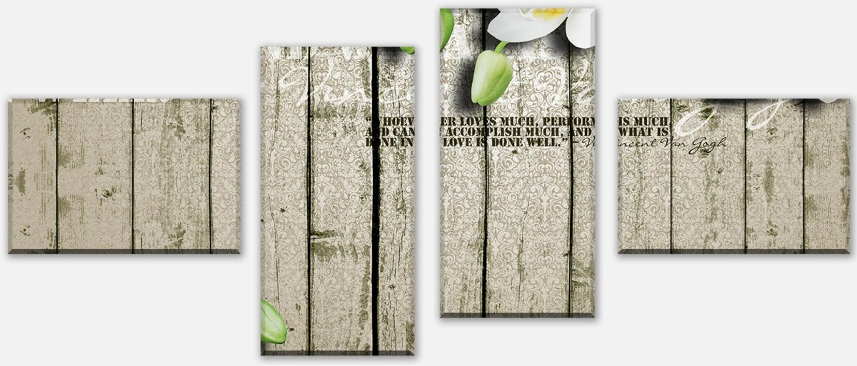 Leinwandbild Mehrteiler Holz Zaun weiße Orchidee M0539 Leinwandbild Mehrteiler Holz Zaun weiße Orchidee M0539