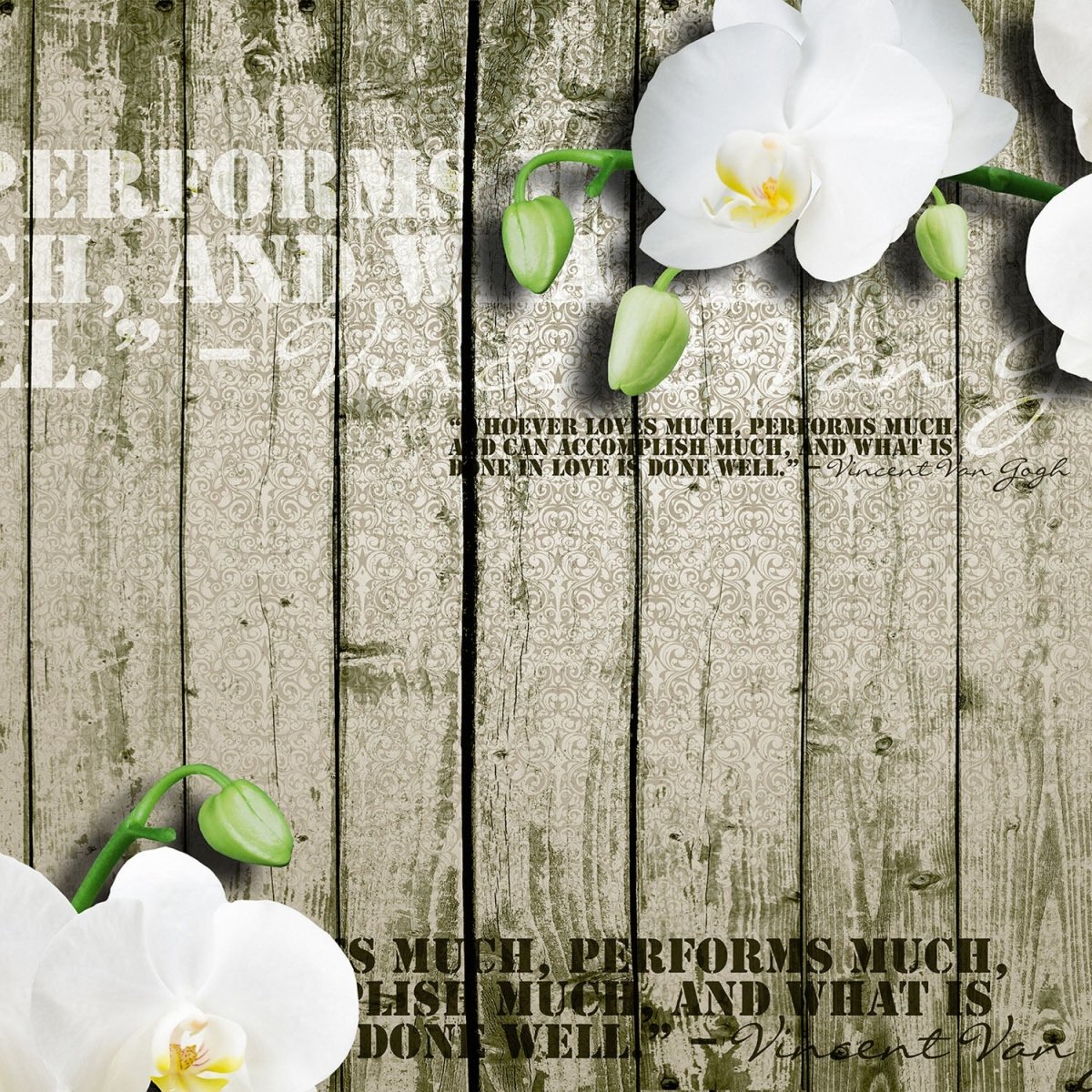 Beistelltisch Holz Zaun weiße Orchidee M0539 entdecken - Bild 2 Beistelltisch Holz Zaun weiße Orchidee M0539 entdecken - Bild 2