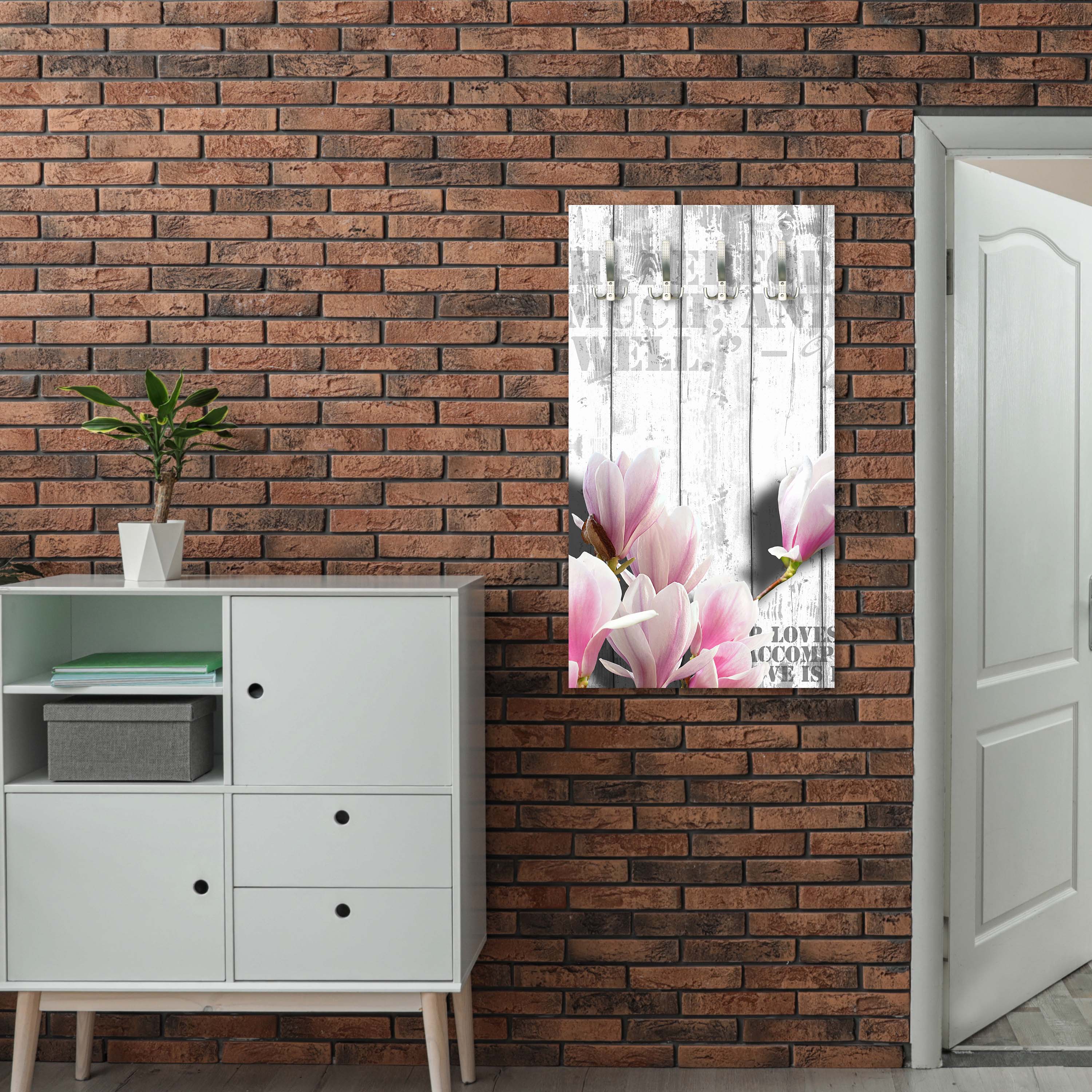 Garderobe Holz rosa Blüten M0540 entdecken - Bild 3 Garderobe Holz rosa Blüten M0540 entdecken - Bild 3