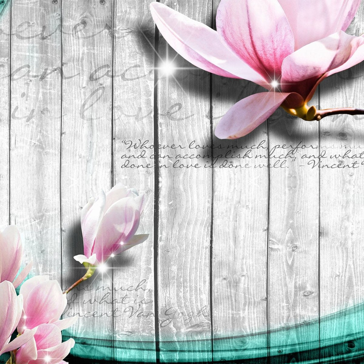 Beistelltisch Holz Blüten türkis M0541 entdecken - Bild 2 Beistelltisch Holz Blüten türkis M0541 entdecken - Bild 2