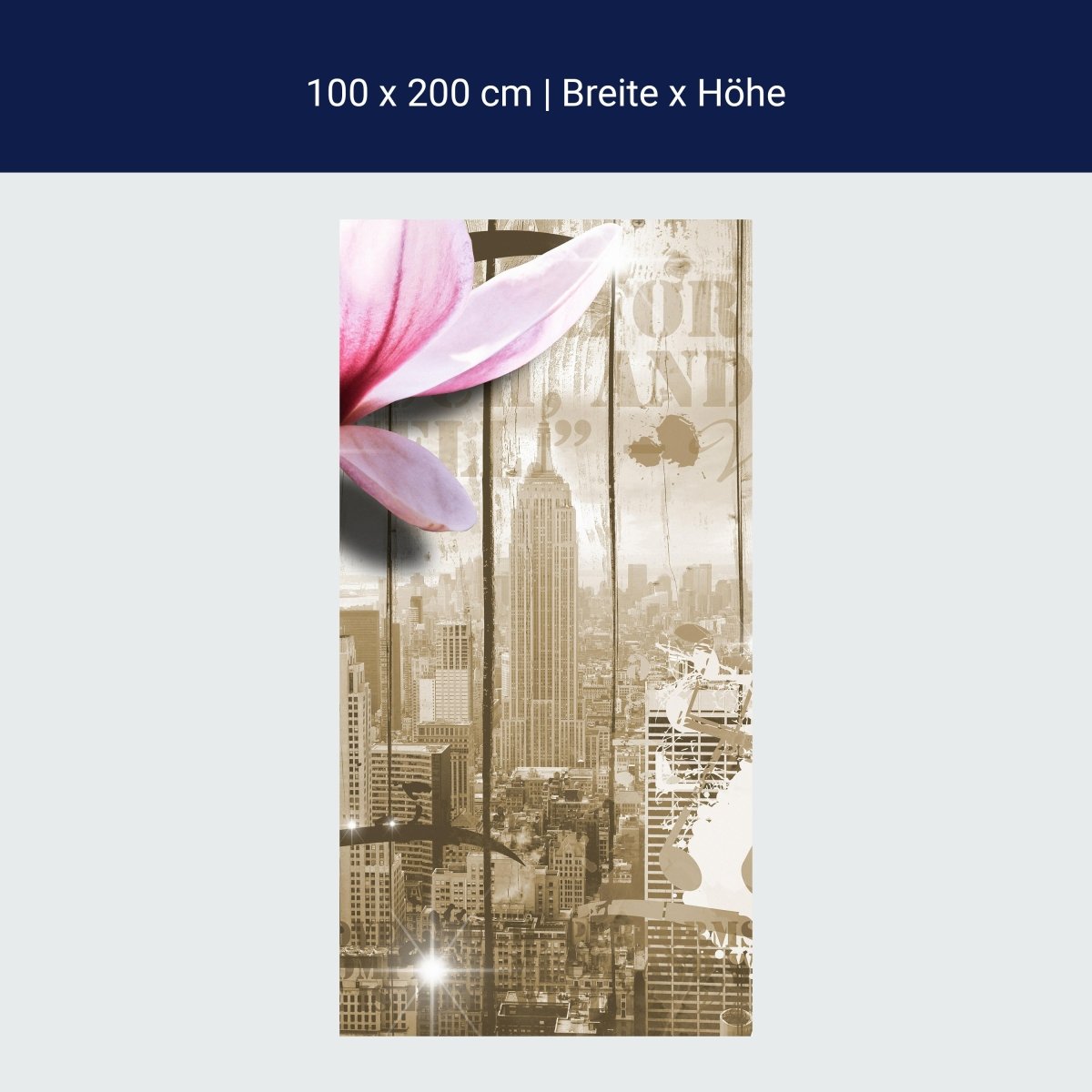 Duschwand Musik Vintage Blüten New York M0548 Duschwand Musik Vintage Blüten New York M0548