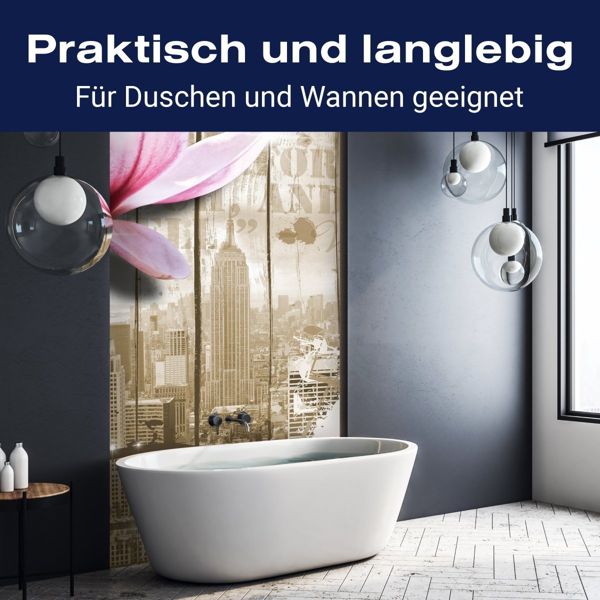 Duschwand Musik Vintage Blüten New York M0548 entdecken - Bild 3 Duschwand Musik Vintage Blüten New York M0548 entdecken - Bild 3