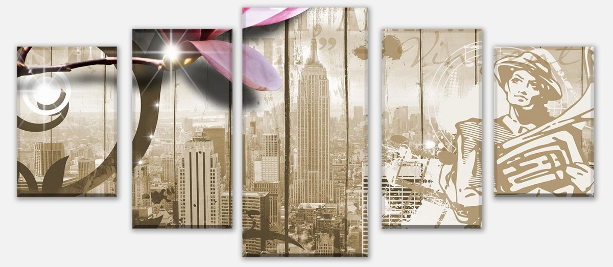 Leinwandbild Mehrteiler Musik Vintage Blüten New York M0548 entdecken - Bild 1 Leinwandbild Mehrteiler Musik Vintage Blüten New York M0548 entdecken - Bild 1