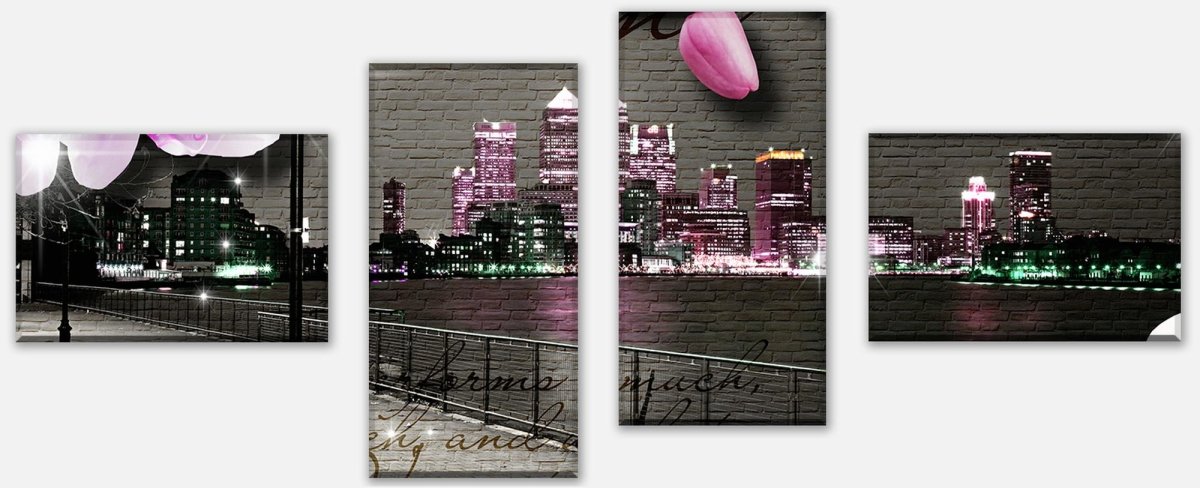 Leinwandbild Mehrteiler Klinker Vintage Blüten Modern M0549 Leinwandbild Mehrteiler Klinker Vintage Blüten Modern M0549