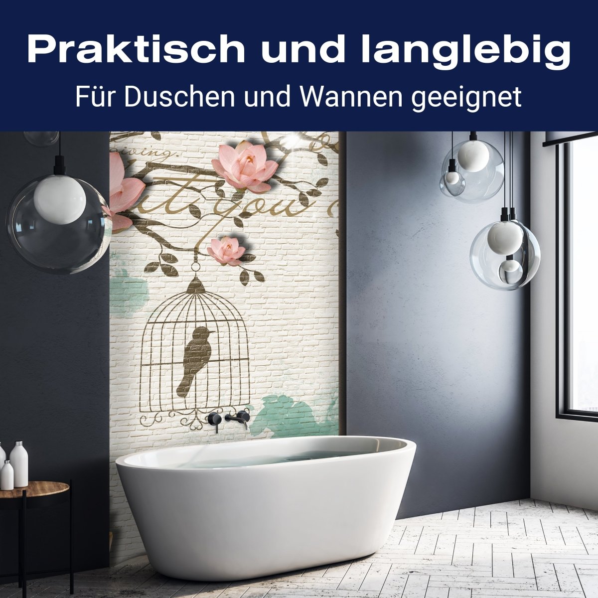 Duschwand Klinker hell Vintage Vogel M0550 entdecken - Bild 3 Duschwand Klinker hell Vintage Vogel M0550 entdecken - Bild 3