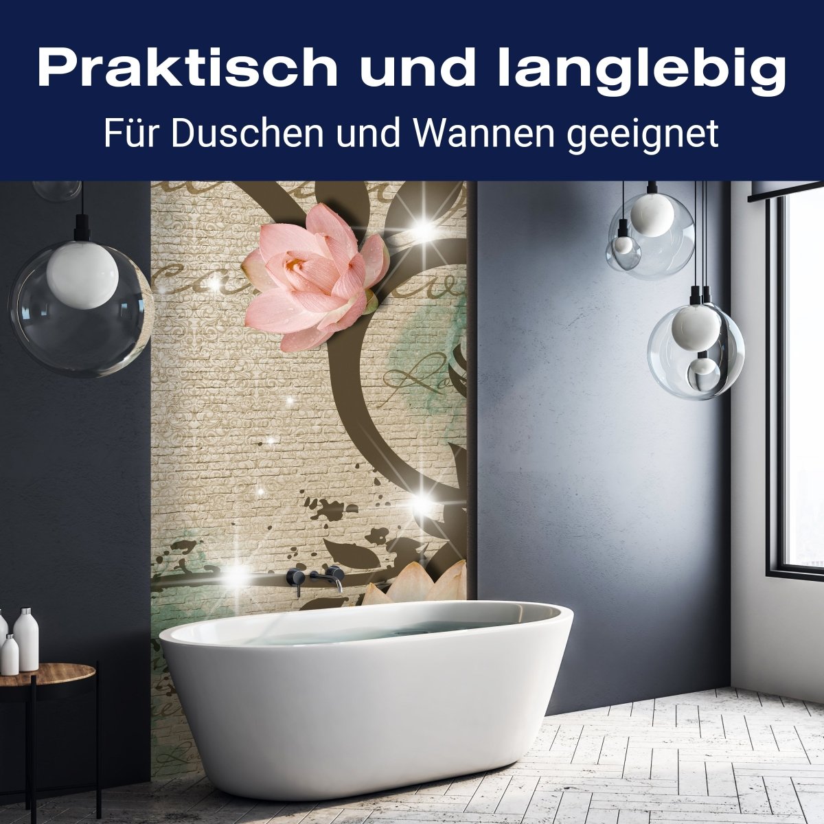 Duschwand Klinker hell Vintage Blüten M0551 entdecken - Bild 3 Duschwand Klinker hell Vintage Blüten M0551 entdecken - Bild 3