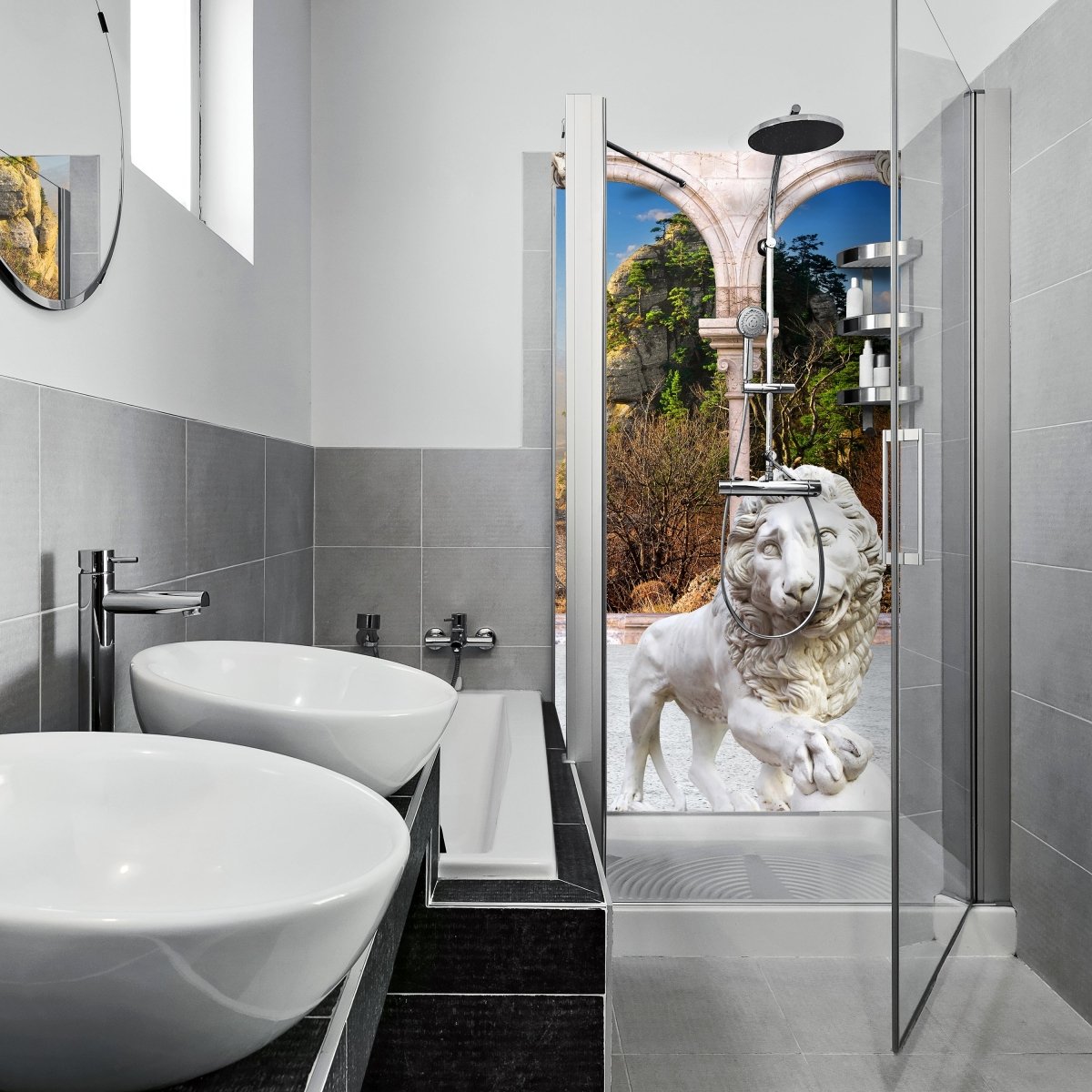 Duschwand Spalten mit Löwen M0578 entdecken - Bild 1 Duschwand Spalten mit Löwen M0578 entdecken - Bild 1