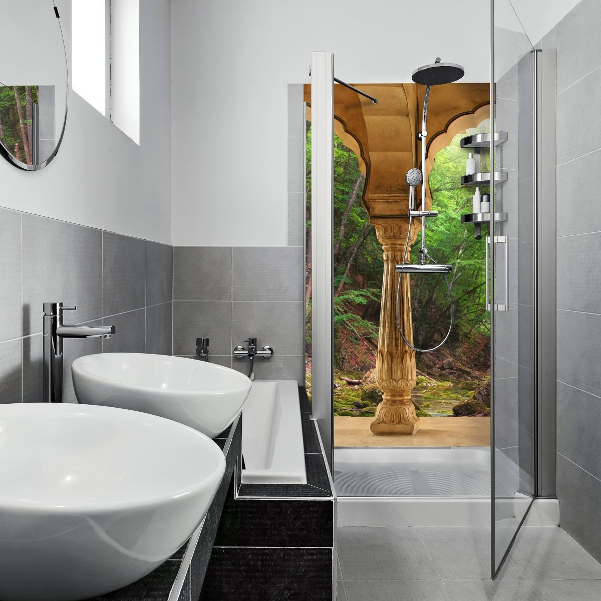 Duschwand Säulen ein Bach im Wald M0598 entdecken - Bild 1 Duschwand Säulen ein Bach im Wald M0598 entdecken - Bild 1