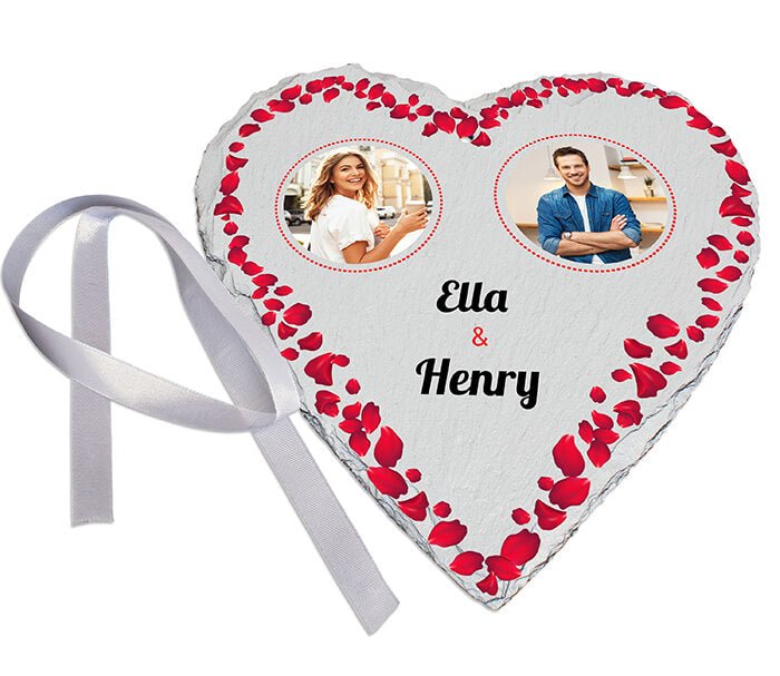 Schieferherz mit Rosenblättern M0607 - Bild 2 Schieferherz mit Rosenblättern M0607 - Bild 2