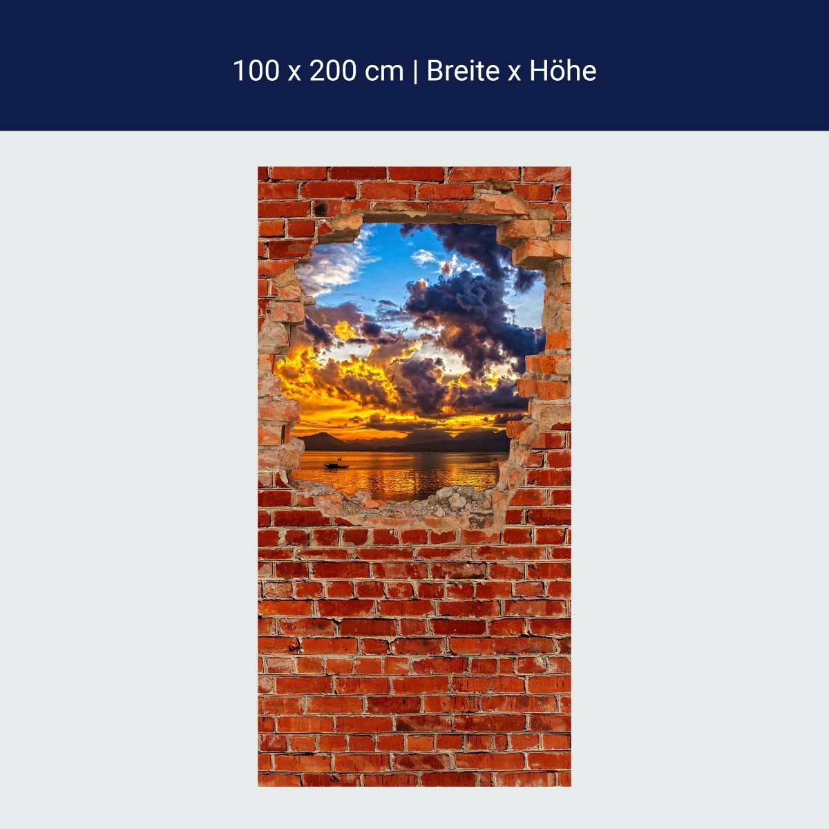 Duschwand Sonnenuntergang im See - Roter Backstein M0608 Duschwand Sonnenuntergang im See - Roter Backstein M0608
