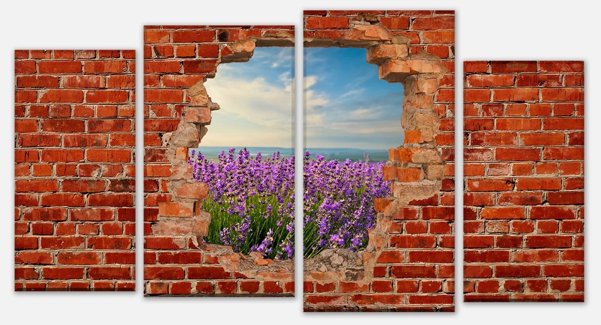 Leinwandbild Mehrteiler Lavendel - Roter Backstein M0615 Leinwandbild Mehrteiler Lavendel - Roter Backstein M0615