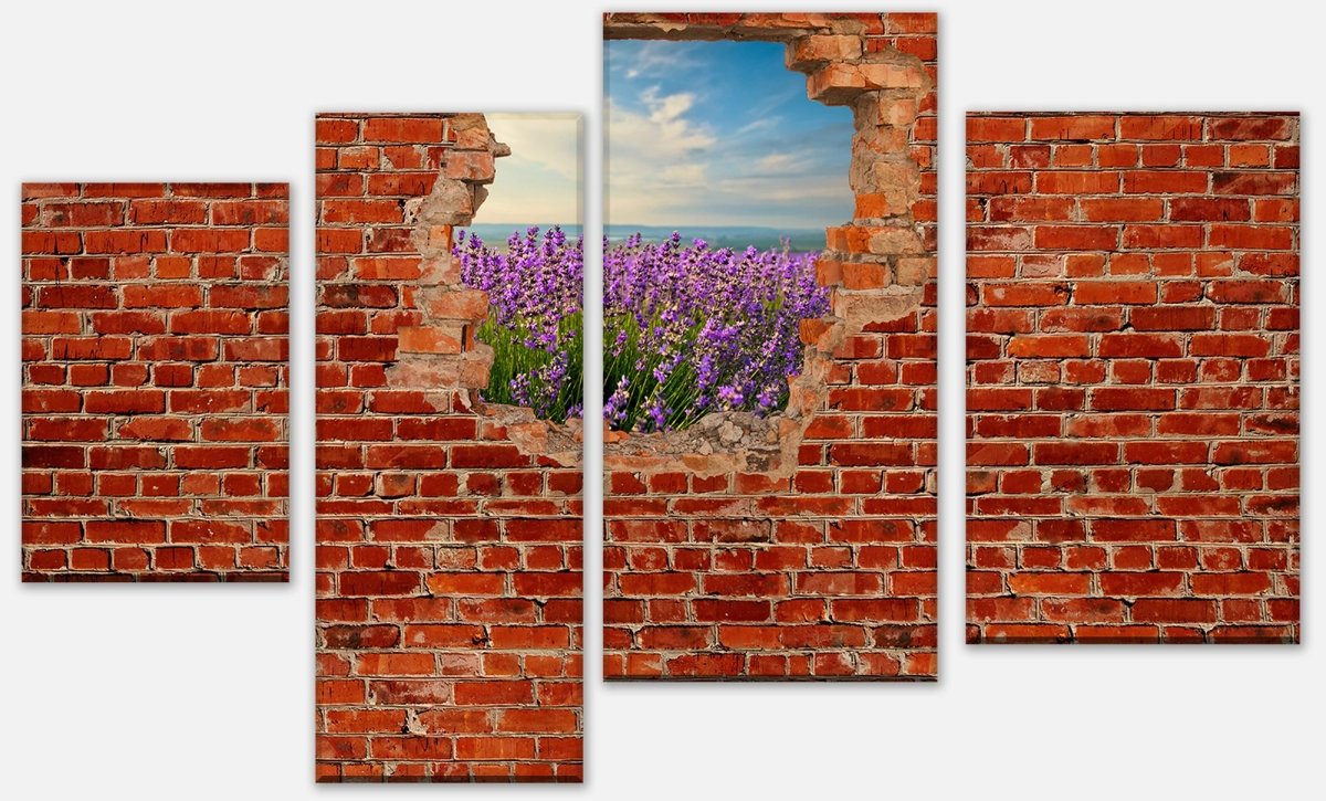 Leinwandbild Mehrteiler Lavendel - Roter Backstein M0615 Leinwandbild Mehrteiler Lavendel - Roter Backstein M0615
