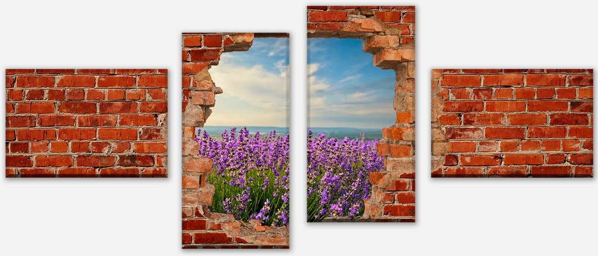 Leinwandbild Mehrteiler Lavendel - Roter Backstein M0615 Leinwandbild Mehrteiler Lavendel - Roter Backstein M0615