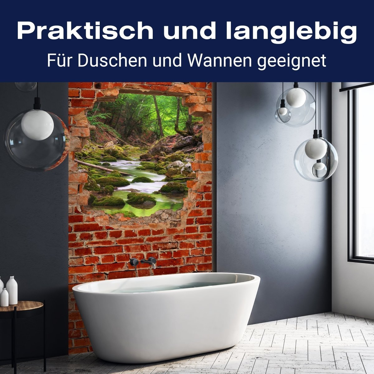 Duschwand Fluss im Wald - Roter Backstein M0617 entdecken - Bild 3 Duschwand Fluss im Wald - Roter Backstein M0617 entdecken - Bild 3