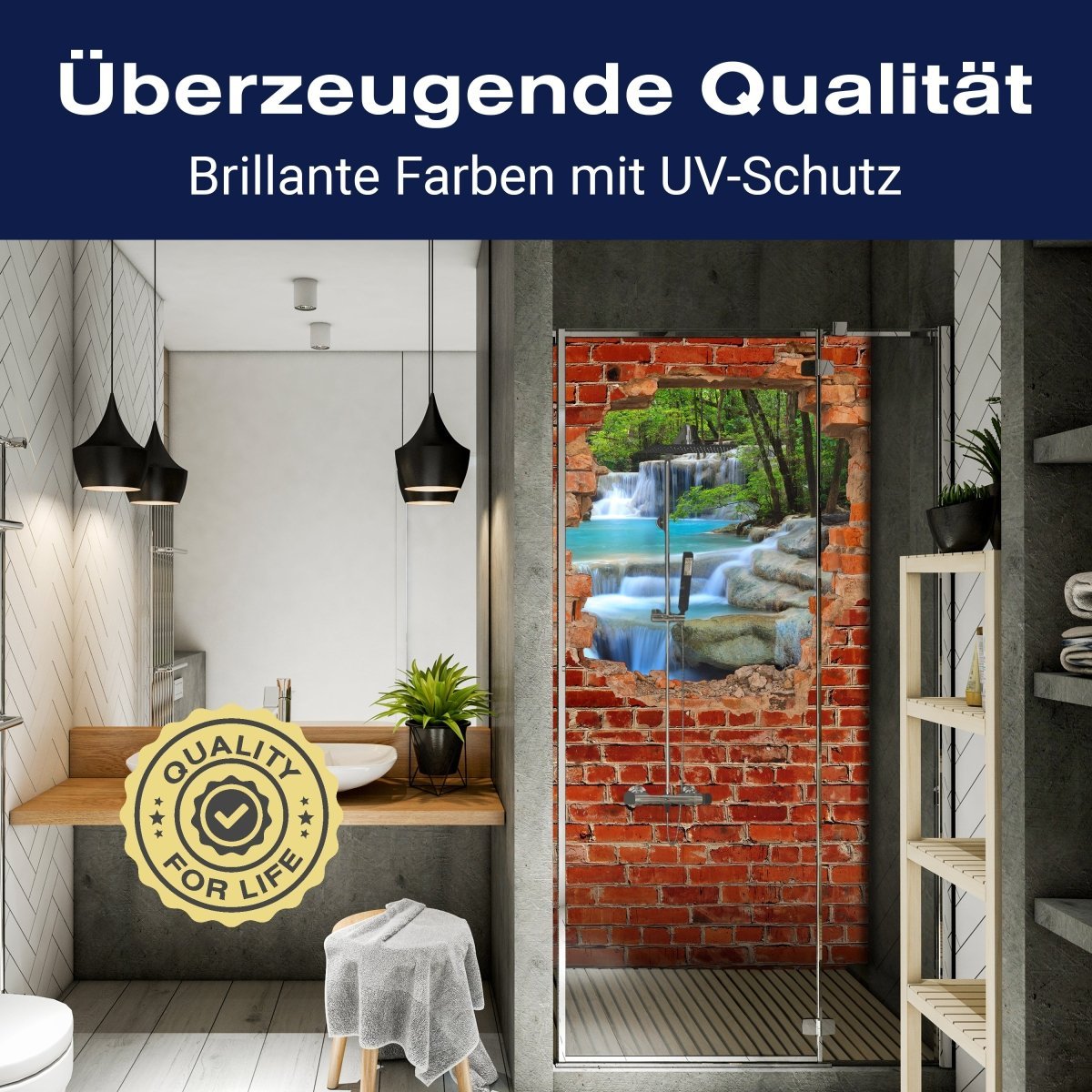 Duschwand Wasserfall im Wald - Roter Backstein M0618 entdecken - Bild 2 Duschwand Wasserfall im Wald - Roter Backstein M0618 entdecken - Bild 2