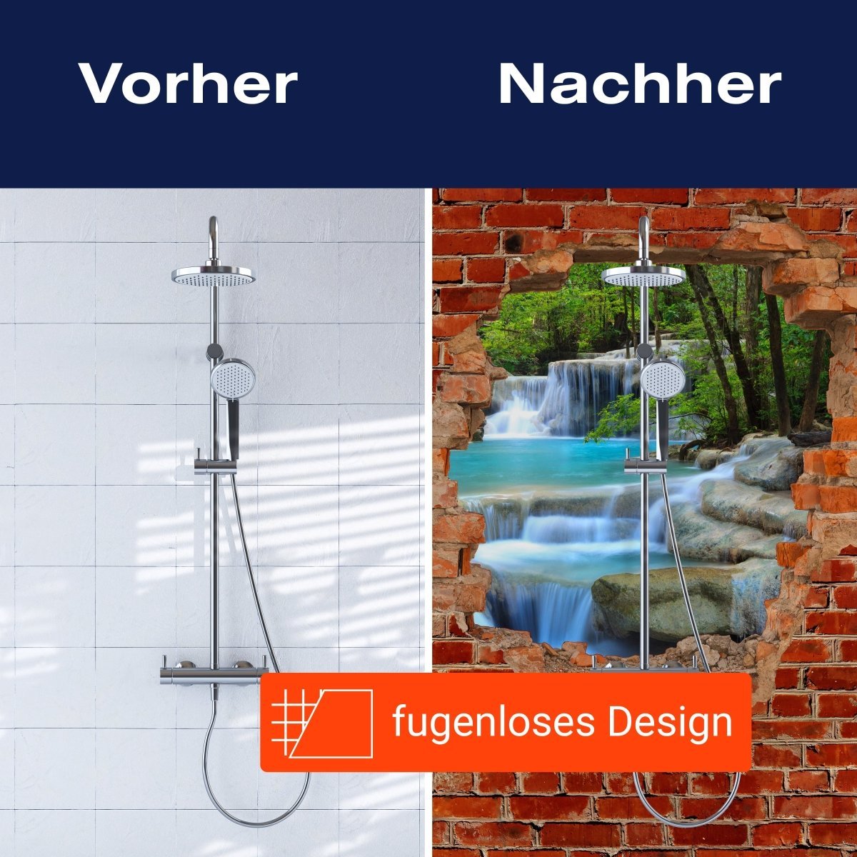 Duschwand Wasserfall im Wald - Roter Backstein M0618 entdecken - Bild 9 Duschwand Wasserfall im Wald - Roter Backstein M0618 entdecken - Bild 9