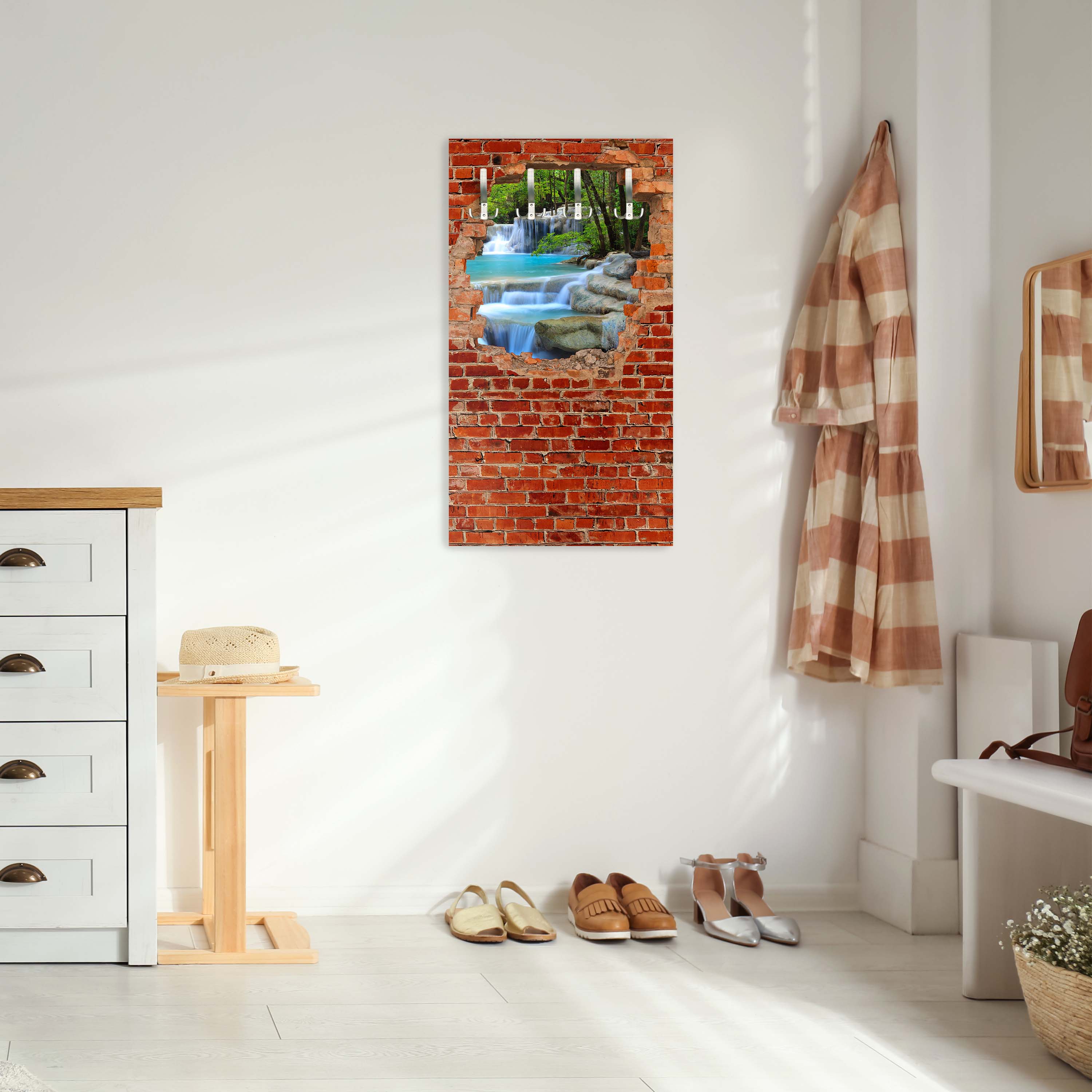 Garderobe Wasserfall im Wald - Roter Backstein M0618 entdecken - Bild 3 Garderobe Wasserfall im Wald - Roter Backstein M0618 entdecken - Bild 3