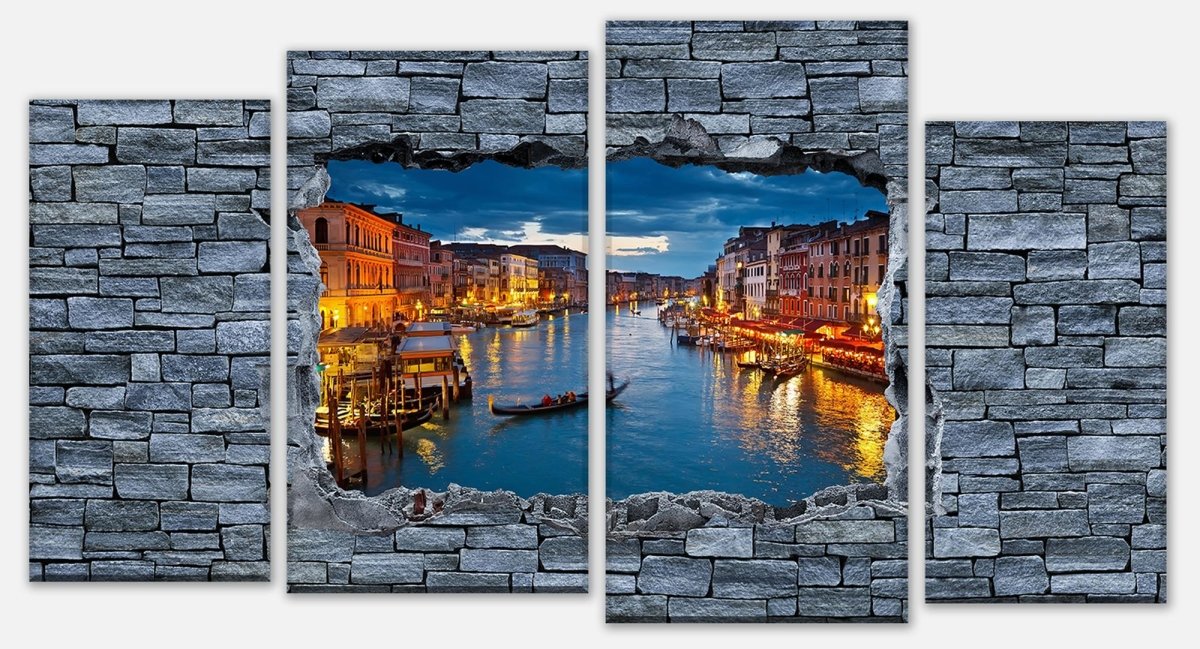 Leinwandbild Mehrteiler 3D Canale Grande Venedig - Steinmauer M0632 Leinwandbild Mehrteiler 3D Canale Grande Venedig - Steinmauer M0632