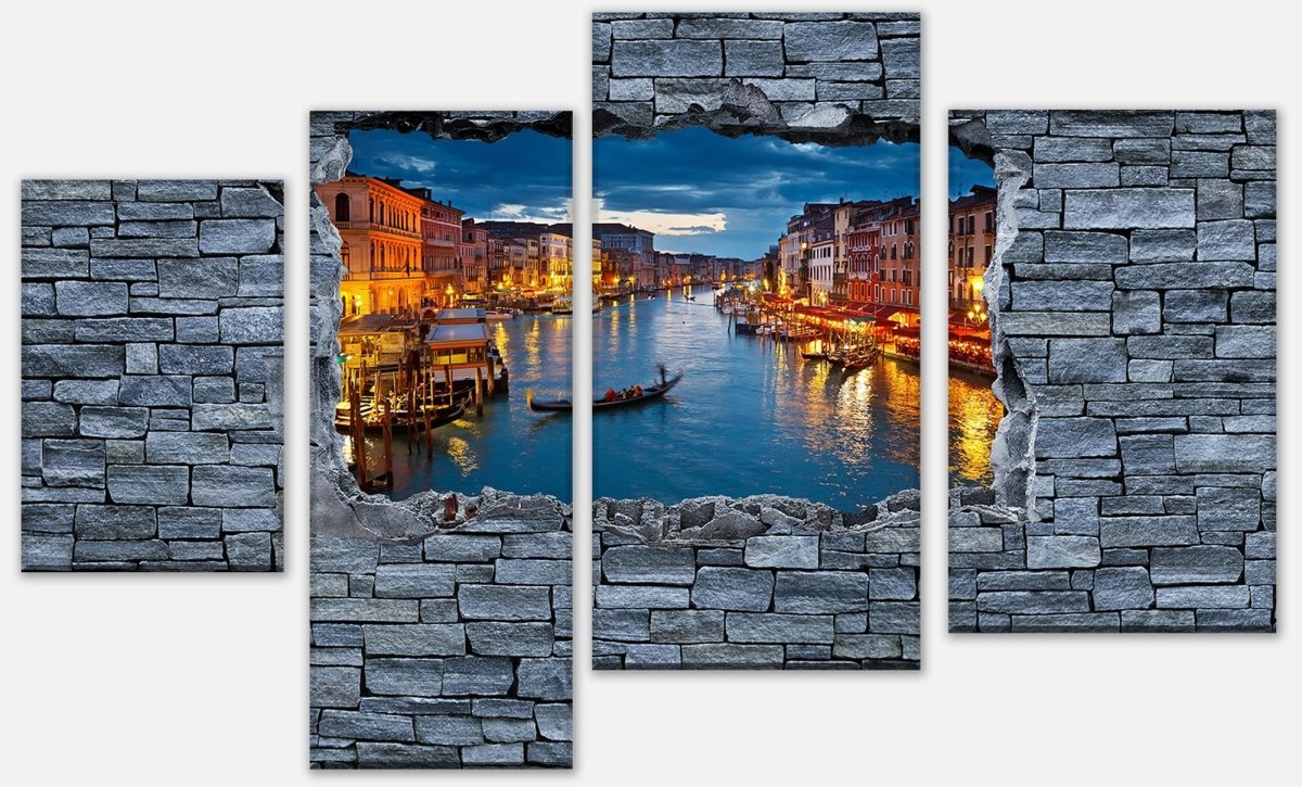 Leinwandbild Mehrteiler 3D Canale Grande Venedig - Steinmauer M0632 Leinwandbild Mehrteiler 3D Canale Grande Venedig - Steinmauer M0632
