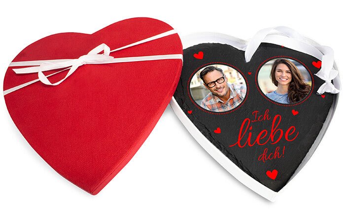 Schieferherz mit 2 Fotos und Box M0633 - Bild 1 Schieferherz mit 2 Fotos und Box M0633 - Bild 1
