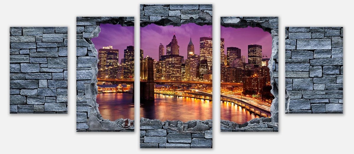 Leinwandbild Mehrteiler 3D Optik - New York Manhattan bei Nacht M0633 entdecken - Bild 1 Leinwandbild Mehrteiler 3D Optik - New York Manhattan bei Nacht M0633 entdecken - Bild 1
