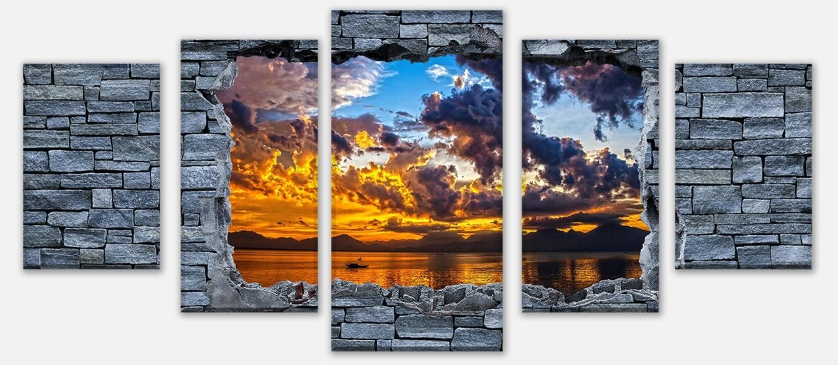 Leinwandbild Mehrteiler 3D Sonnenuntergang - grobe Steinmauer M0639 entdecken - Bild 1 Leinwandbild Mehrteiler 3D Sonnenuntergang - grobe Steinmauer M0639 entdecken - Bild 1