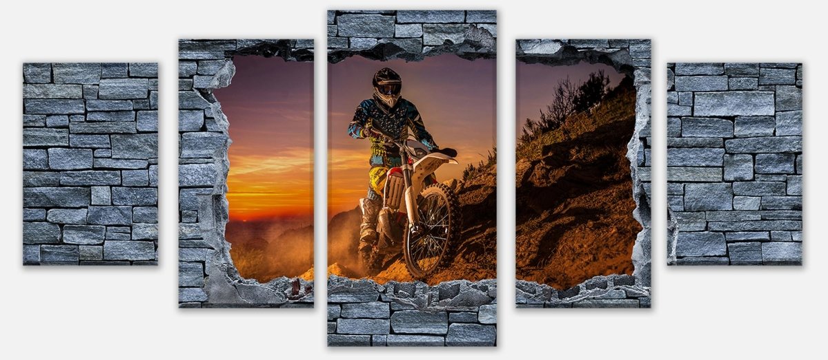Leinwandbild Mehrteiler 3D Extreme Biker- grobe Steinmauer M0642 entdecken - Bild 1 Leinwandbild Mehrteiler 3D Extreme Biker- grobe Steinmauer M0642 entdecken - Bild 1