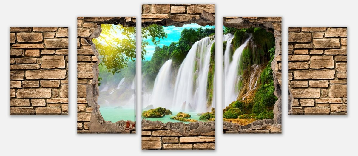 Leinwandbild Mehrteiler 3D Wasserfall - Steinmauer M0645 entdecken - Bild 1 Leinwandbild Mehrteiler 3D Wasserfall - Steinmauer M0645 entdecken - Bild 1