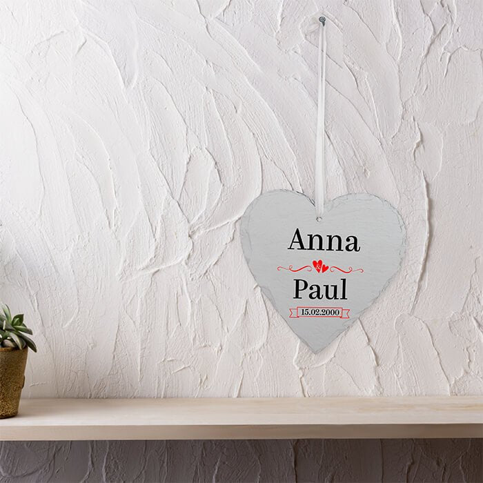 Schieferherz mit Namen, Datum, Herzen, Geschenkbox M0647 - Bild 5 Schieferherz mit Namen, Datum, Herzen, Geschenkbox M0647 - Bild 5