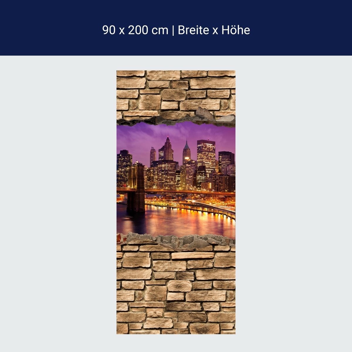 Duschwand 3D New York bei Nacht - Steinmauer M0648 Duschwand 3D New York bei Nacht - Steinmauer M0648