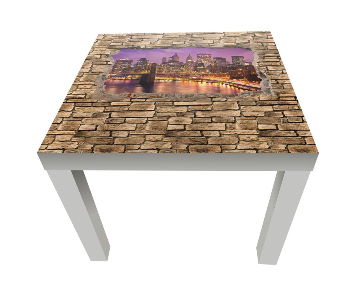 Beistelltisch 3D New York bei Nacht - Steinmauer M0648 entdecken - Bild 1 Beistelltisch 3D New York bei Nacht - Steinmauer M0648 entdecken - Bild 1