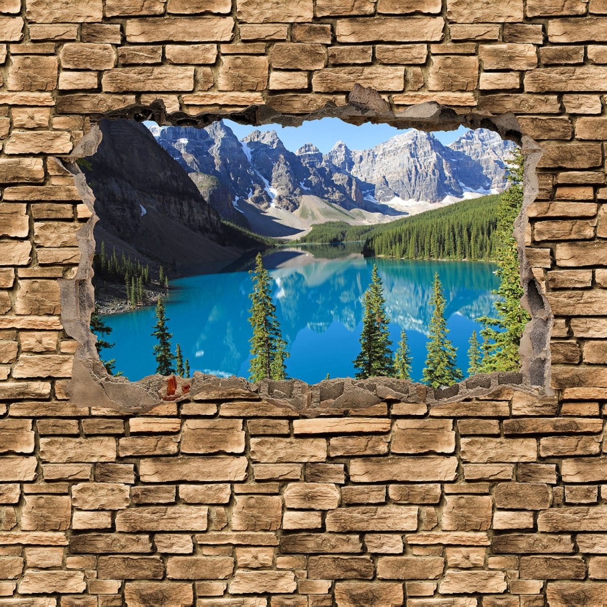 Beistelltisch 3D Moraine Lake Kanada - Steinmauer M0650 entdecken - Bild 2 Beistelltisch 3D Moraine Lake Kanada - Steinmauer M0650 entdecken - Bild 2