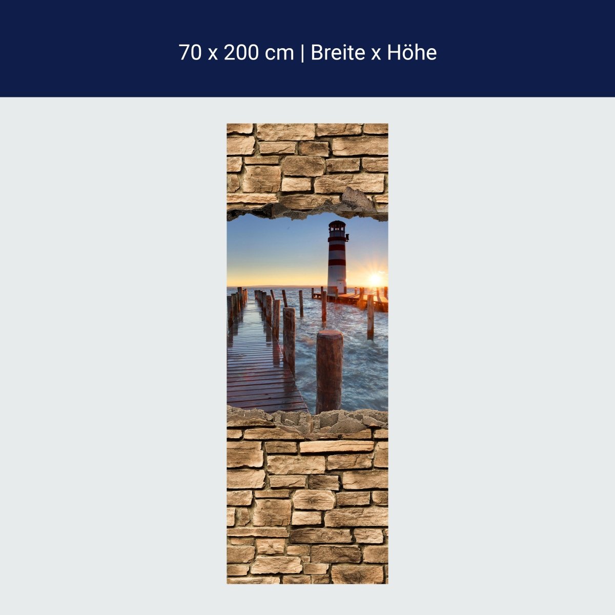 Duschwand 3D Leuchtturm mit Pier - Steinmauer M0651 Duschwand 3D Leuchtturm mit Pier - Steinmauer M0651