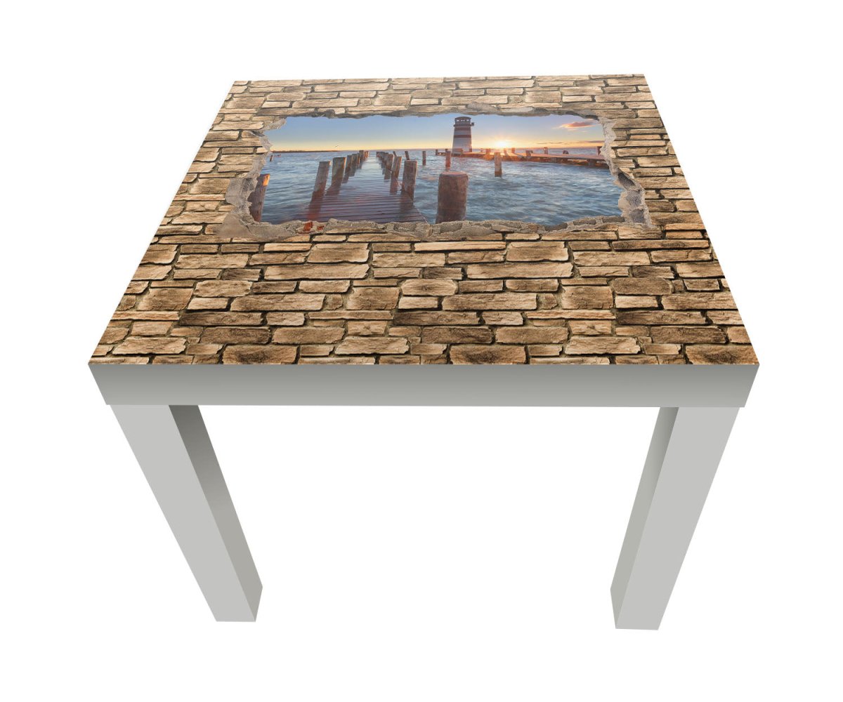 Beistelltisch 3D Leuchtturm mit Pier - Steinmauer M0651 entdecken - Bild 1 Beistelltisch 3D Leuchtturm mit Pier - Steinmauer M0651 entdecken - Bild 1
