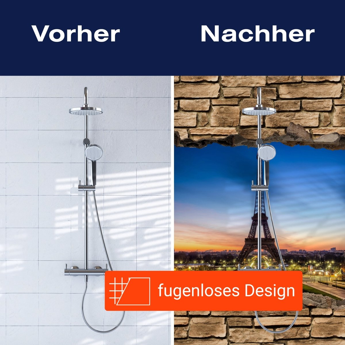 Duschwand 3D Eiffelturm bei Nacht Frankreich - Steinmauer M0652 entdecken - Bild 9 Duschwand 3D Eiffelturm bei Nacht Frankreich - Steinmauer M0652 entdecken - Bild 9