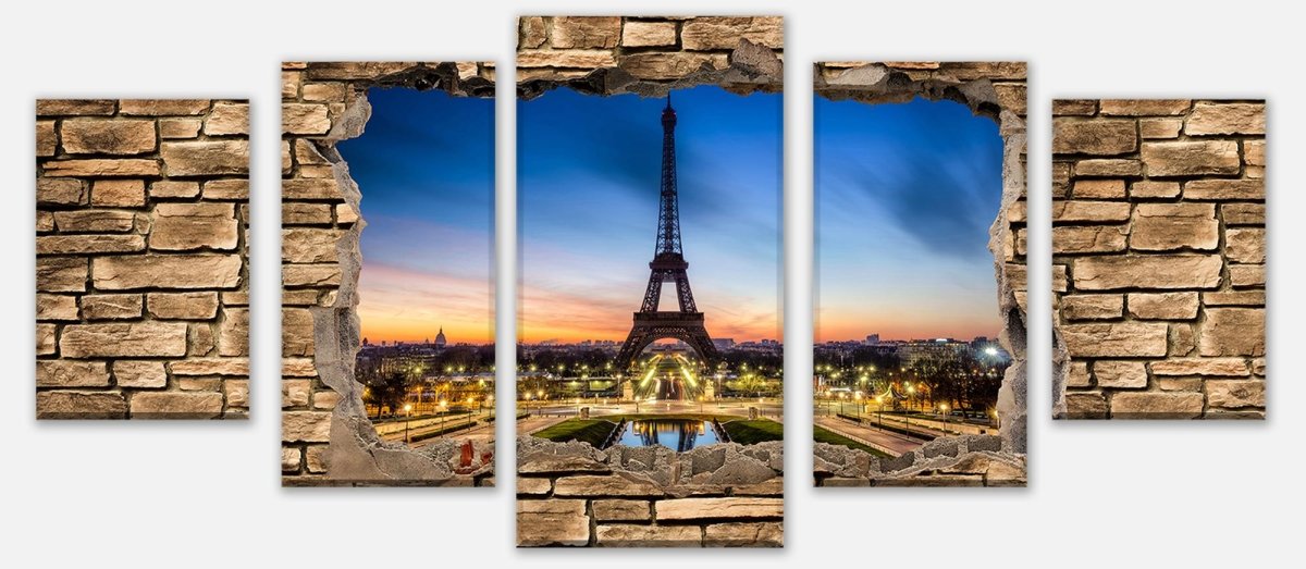 Leinwandbild Mehrteiler 3D Eiffelturm bei Nacht Frankreich - Steinmauer M0652 entdecken - Bild 1 Leinwandbild Mehrteiler 3D Eiffelturm bei Nacht Frankreich - Steinmauer M0652 entdecken - Bild 1