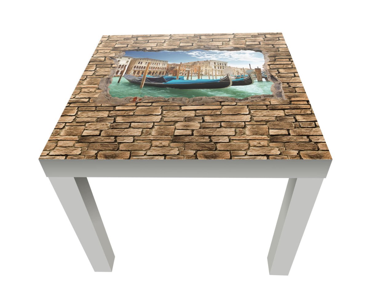 Beistelltisch 3D Gondeln Venedig - Steinmauer M0655 entdecken - Bild 1 Beistelltisch 3D Gondeln Venedig - Steinmauer M0655 entdecken - Bild 1
