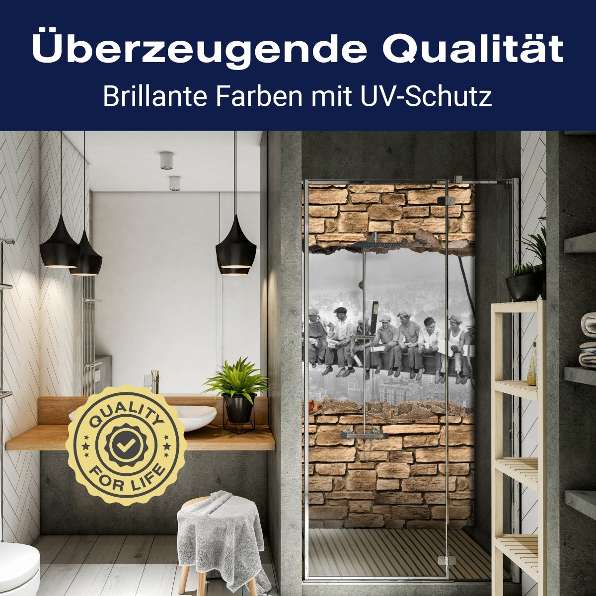 Duschwand 3D NY Lunch at the top of a skyscraper M0656 entdecken - Bild 2 Duschwand 3D NY Lunch at the top of a skyscraper M0656 entdecken - Bild 2