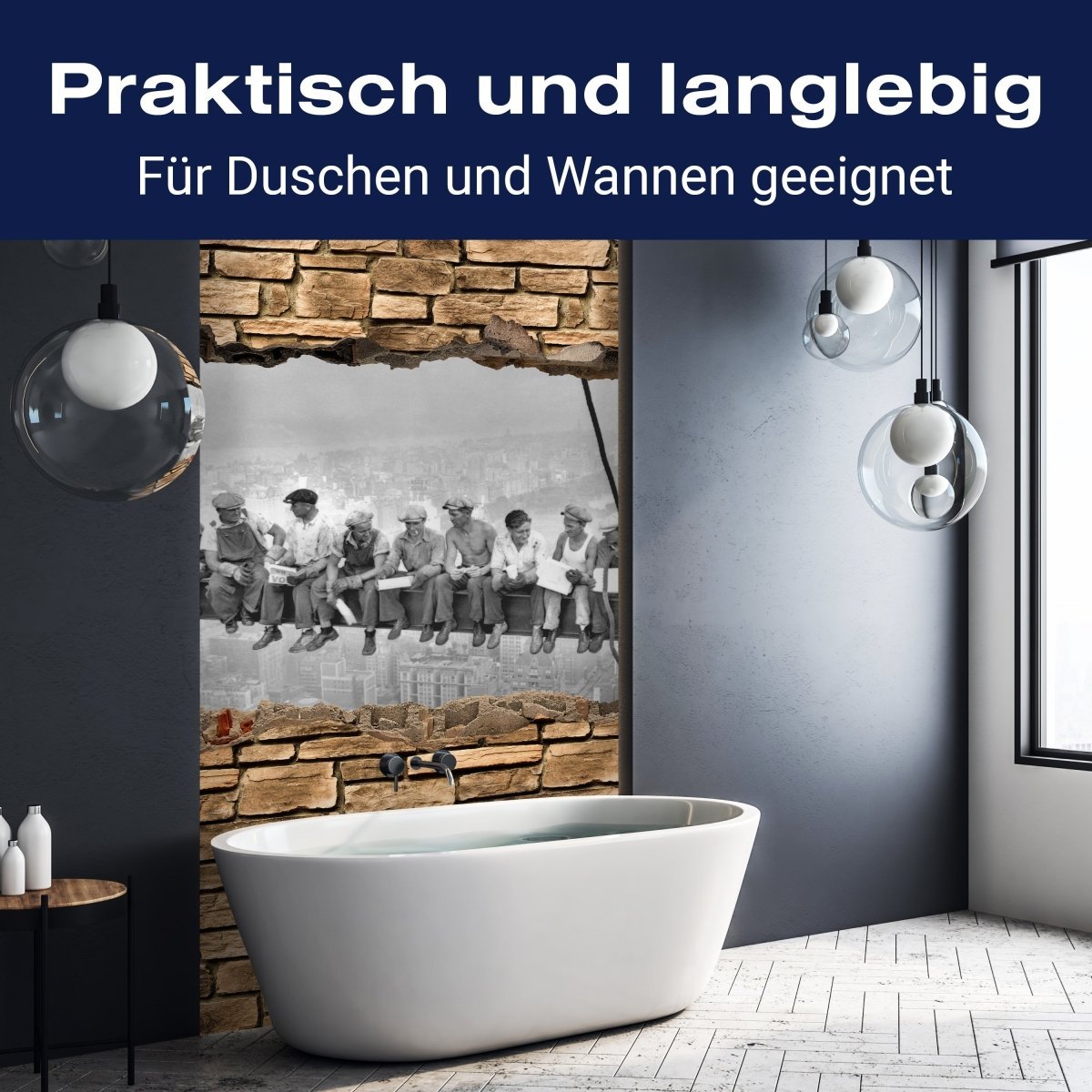 Duschwand 3D NY Lunch at the top of a skyscraper M0656 entdecken - Bild 3 Duschwand 3D NY Lunch at the top of a skyscraper M0656 entdecken - Bild 3