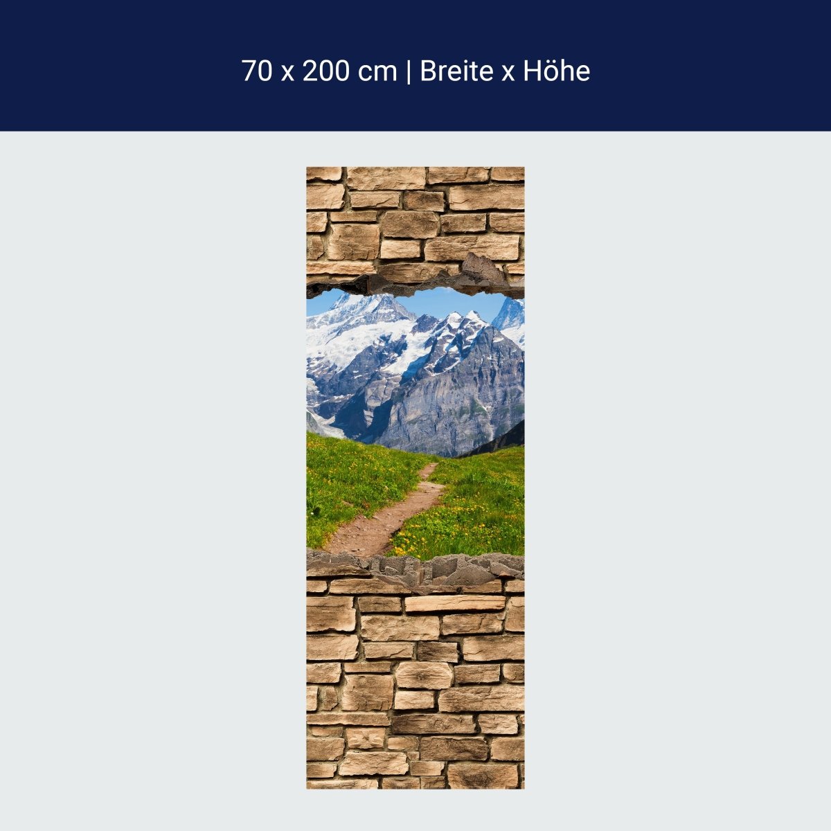 Duschwand 3D Sommerwiese in den Alpen - Steinmauer M0658 Duschwand 3D Sommerwiese in den Alpen - Steinmauer M0658