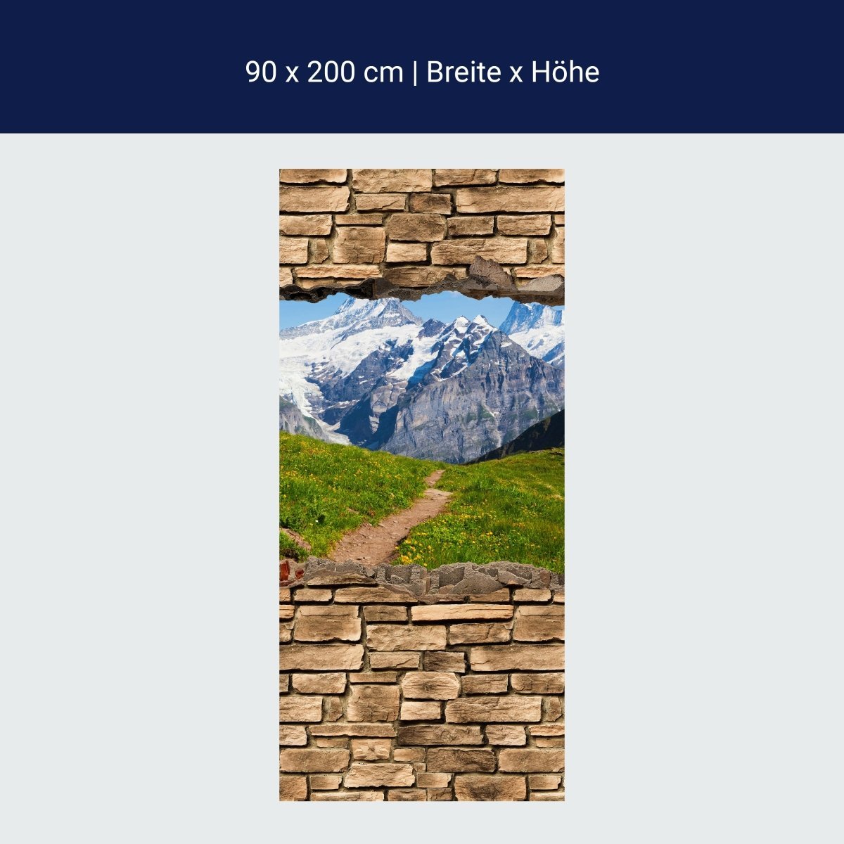 Duschwand 3D Sommerwiese in den Alpen - Steinmauer M0658 Duschwand 3D Sommerwiese in den Alpen - Steinmauer M0658