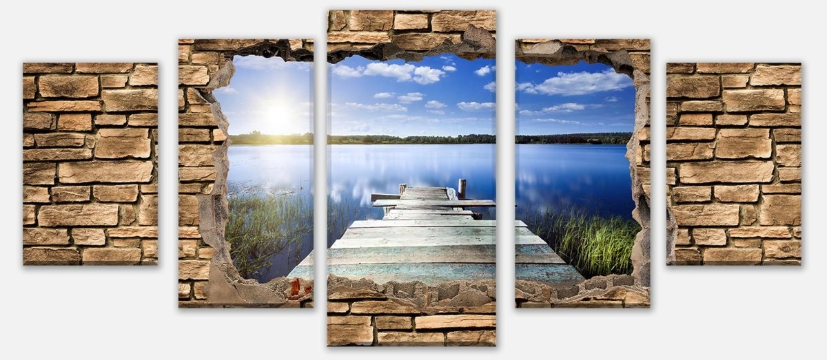 Leinwandbild Mehrteiler 3D Bootssteg - Steinmauer M0659 entdecken - Bild 1 Leinwandbild Mehrteiler 3D Bootssteg - Steinmauer M0659 entdecken - Bild 1