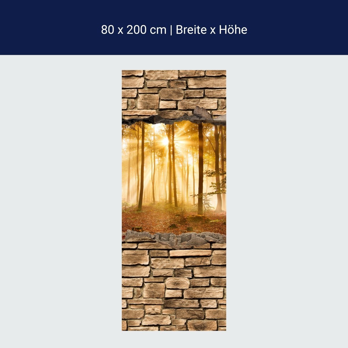 Duschwand 3D Wald am Morgen - Steinmauer M0661 Duschwand 3D Wald am Morgen - Steinmauer M0661