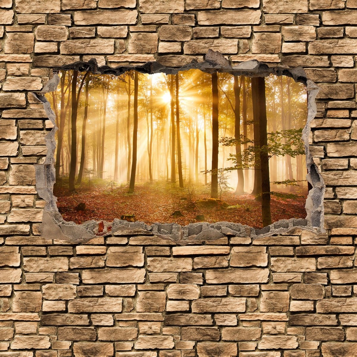 Beistelltisch 3D Wald am Morgen - Steinmauer M0661 entdecken - Bild 2 Beistelltisch 3D Wald am Morgen - Steinmauer M0661 entdecken - Bild 2