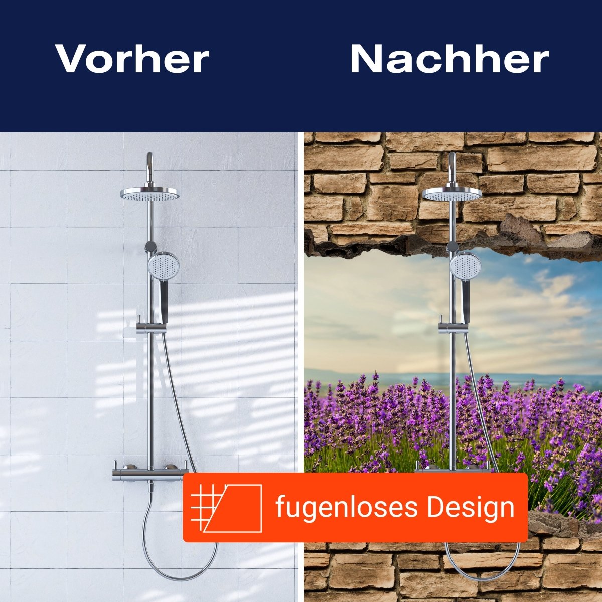 Duschwand 3D Lavendelfeld am Meer - Steinmauer M0663 entdecken - Bild 9 Duschwand 3D Lavendelfeld am Meer - Steinmauer M0663 entdecken - Bild 9