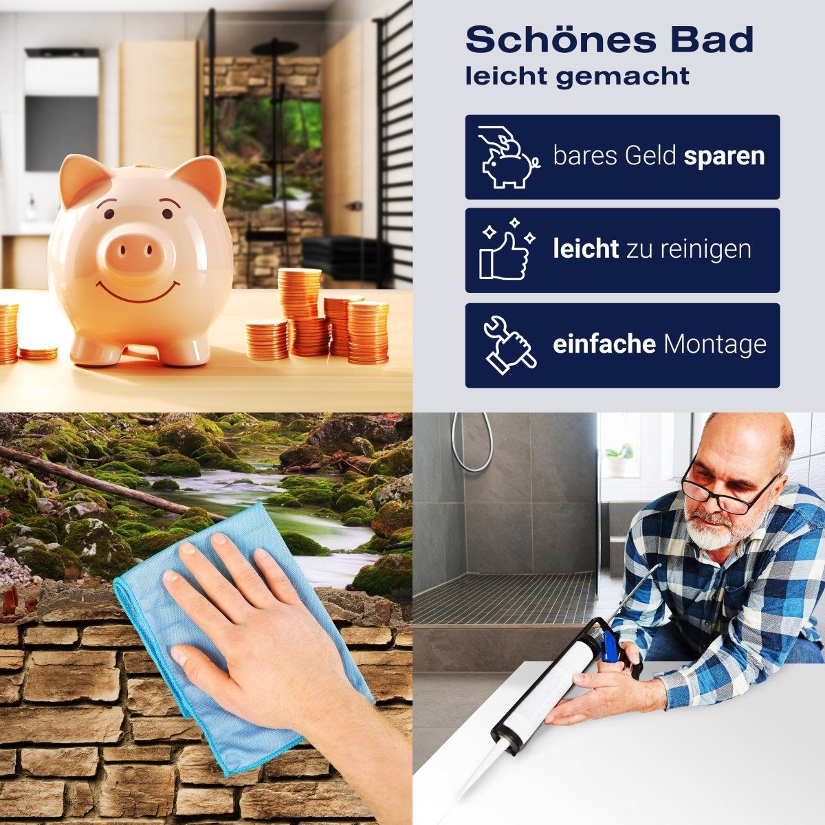 Duschwand 3D Fluss im Wald - Steinmauer M0664 entdecken - Bild 7 Duschwand 3D Fluss im Wald - Steinmauer M0664 entdecken - Bild 7