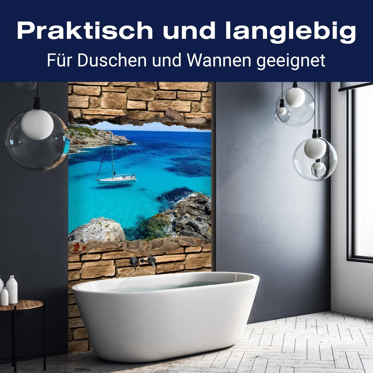Duschwand 3D Sailing - Steinmauer M0665 entdecken - Bild 3 Duschwand 3D Sailing - Steinmauer M0665 entdecken - Bild 3