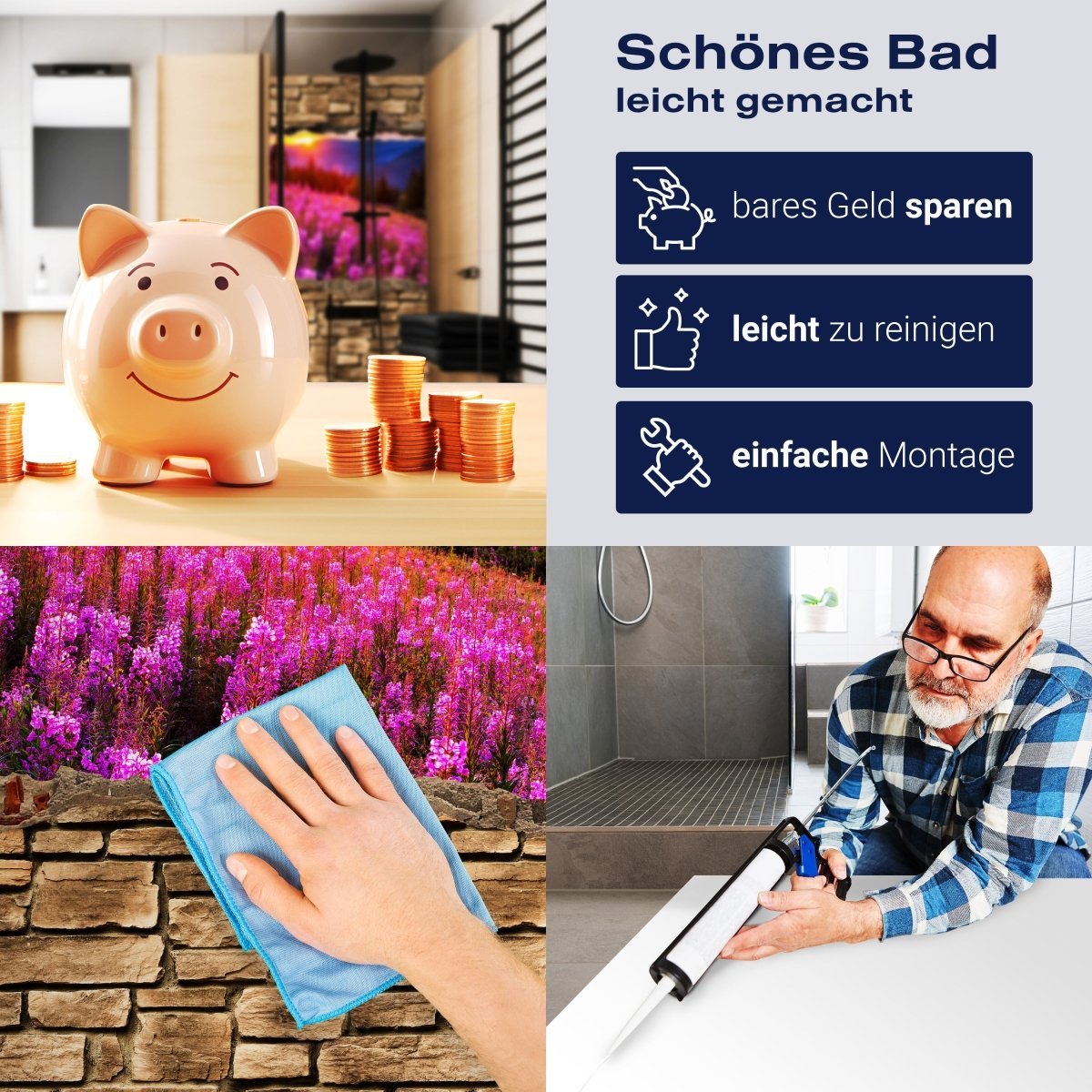 Duschwand 3D Herbst in den Bergen - Steinmauer M0666 entdecken - Bild 7 Duschwand 3D Herbst in den Bergen - Steinmauer M0666 entdecken - Bild 7