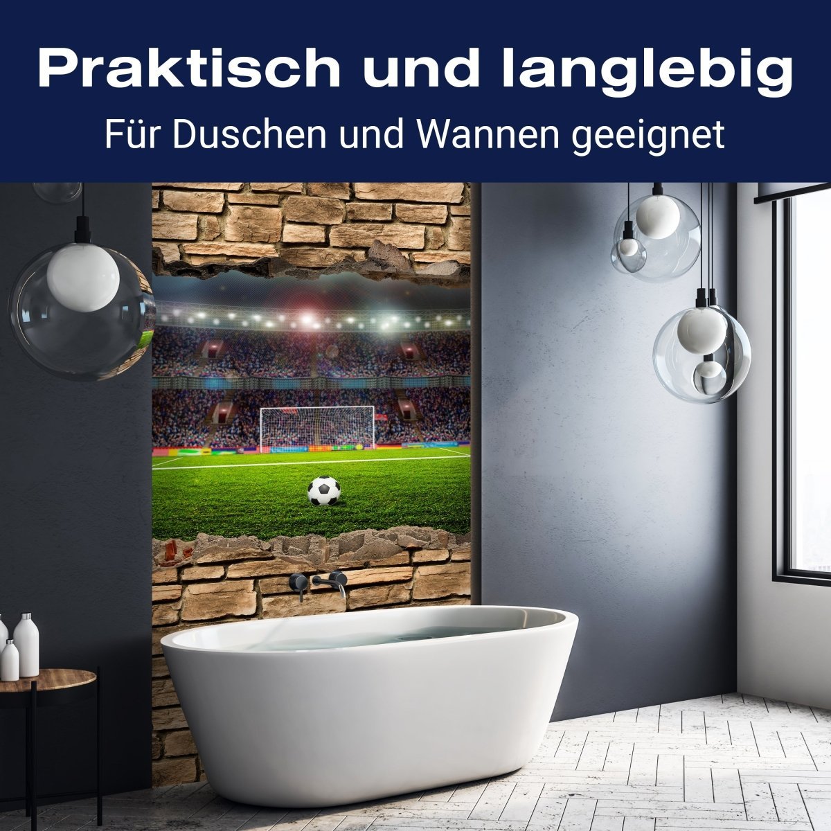 Duschwand 3D Fußballfeld - Steinmauer M0669 entdecken - Bild 3 Duschwand 3D Fußballfeld - Steinmauer M0669 entdecken - Bild 3