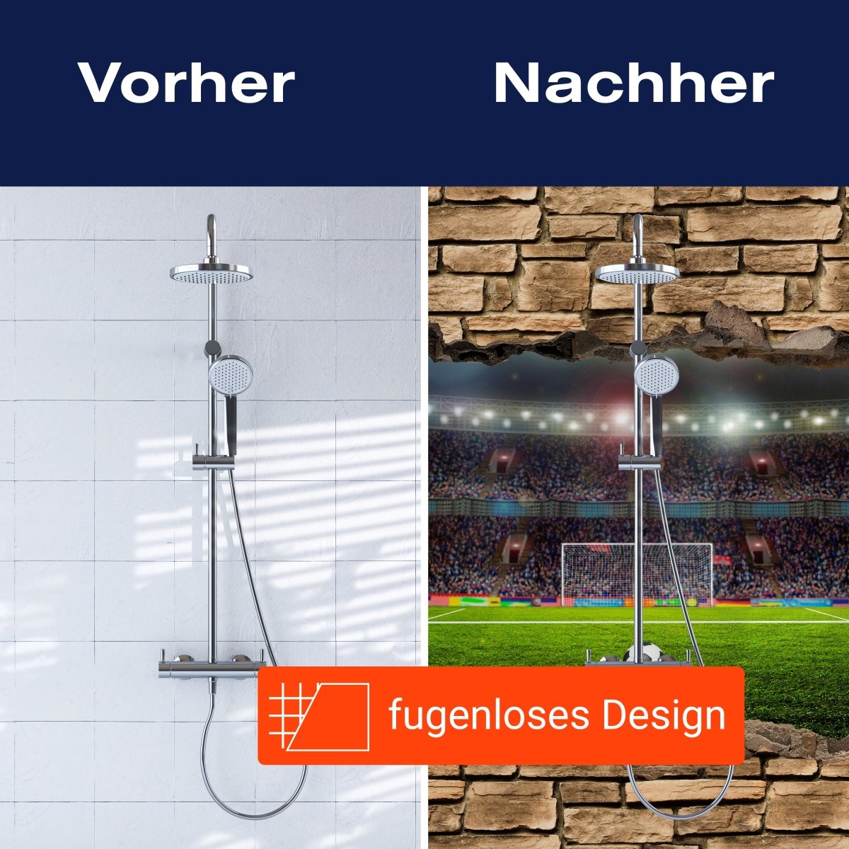 Duschwand 3D Fußballfeld - Steinmauer M0669 entdecken - Bild 9 Duschwand 3D Fußballfeld - Steinmauer M0669 entdecken - Bild 9